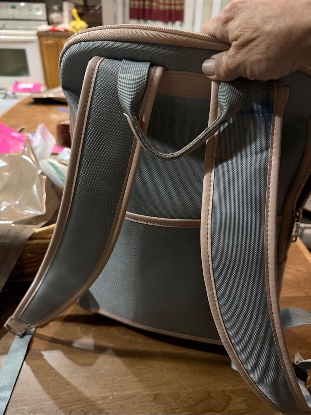 Two-Tone Pink and Gray Men's Backpack - Picture 3 of 8